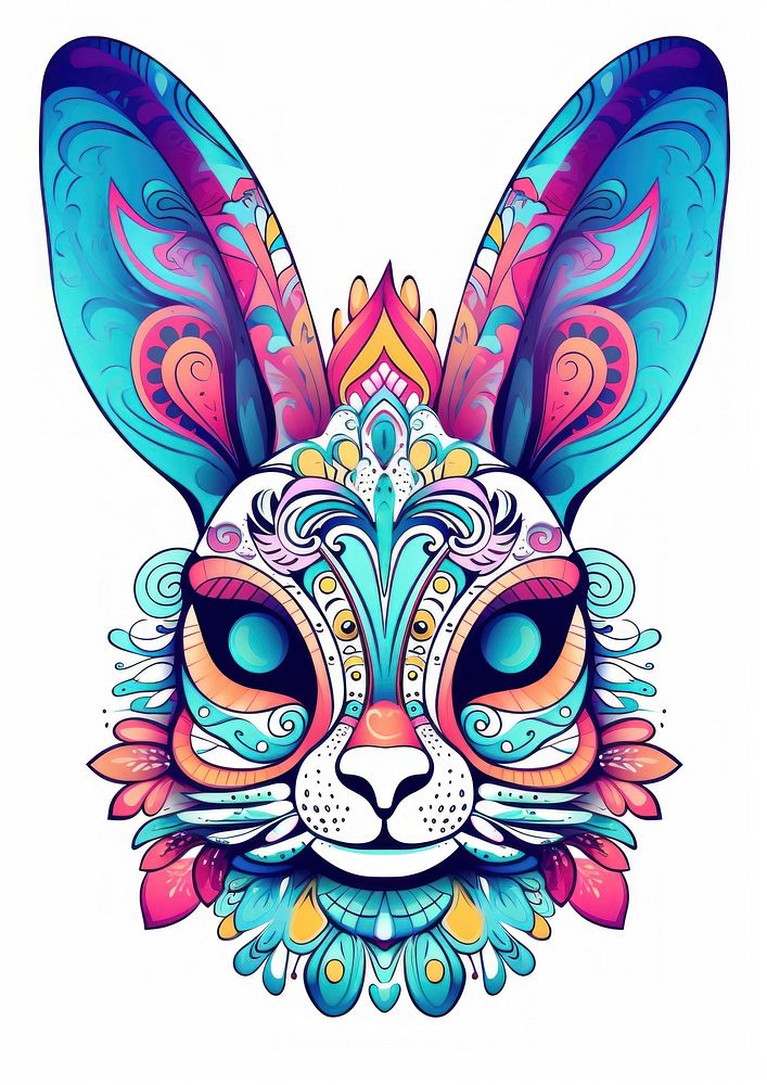 Rabbit head sketch art pattern. AI generated Image by rawpixel.