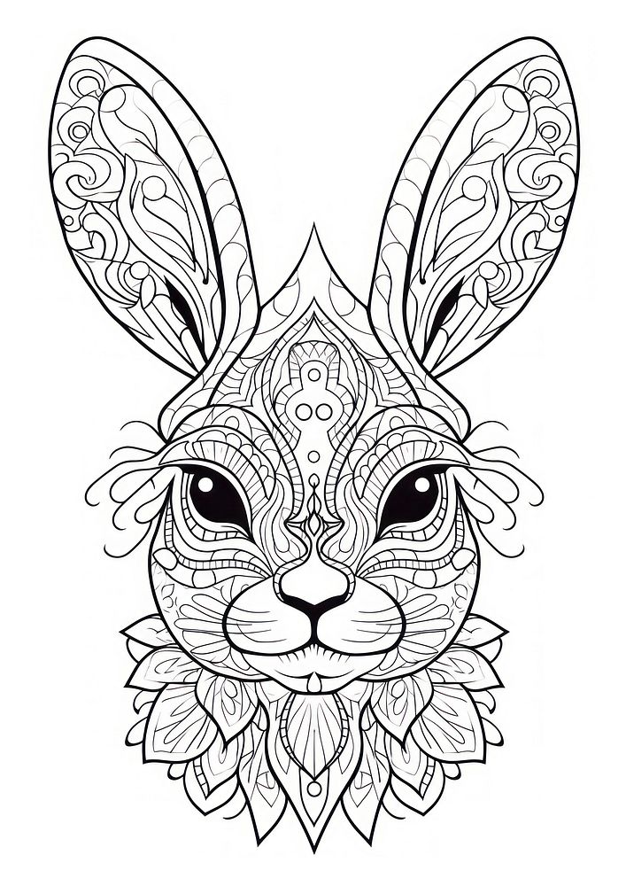 Rabbit head sketch doodle drawing. AI generated Image by rawpixel.