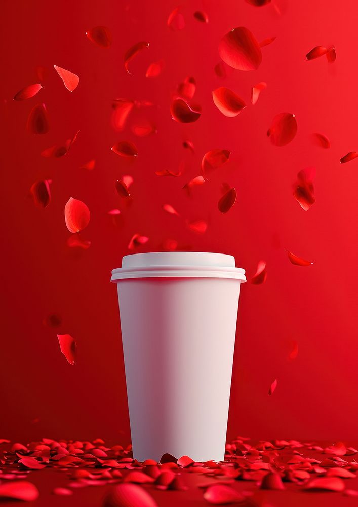 Coffee cup packaging  petal red mug.