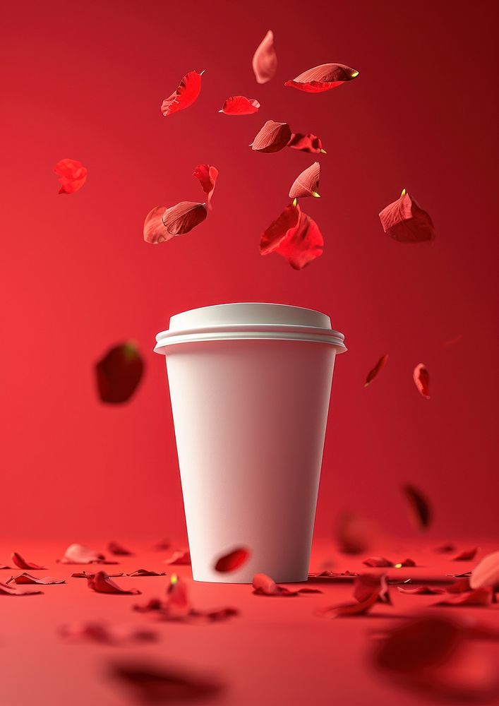 Coffee cup packaging  petal mug red.