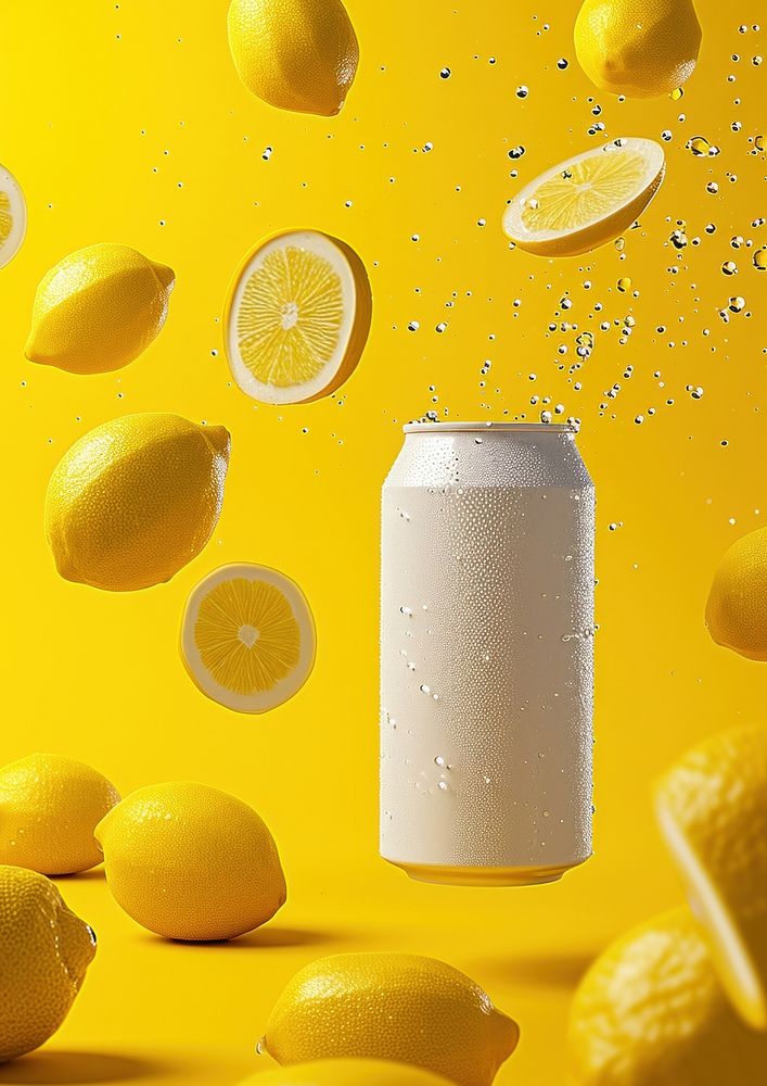 Beer can  lemon yellow fruit.