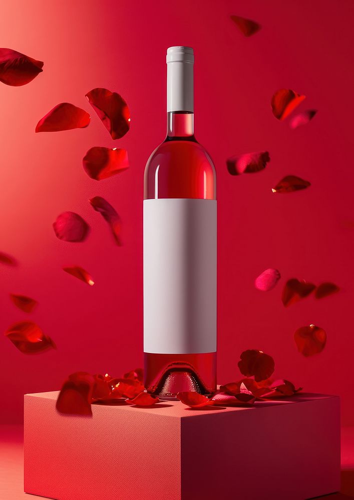 Wine bottle and box packaging  petal drink rose.