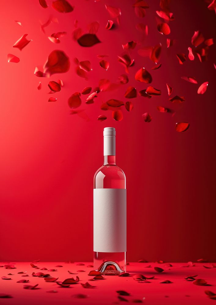 Wine bottle and box packaging  petal drink red.