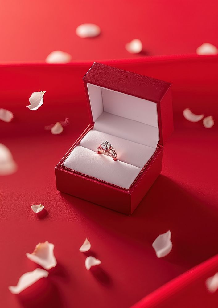 Ring in the box packaging  jewelry petal love.