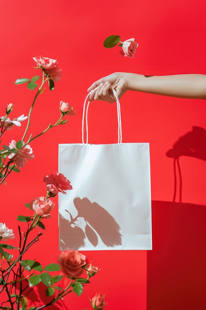 Shopping bag  plant hand rose.