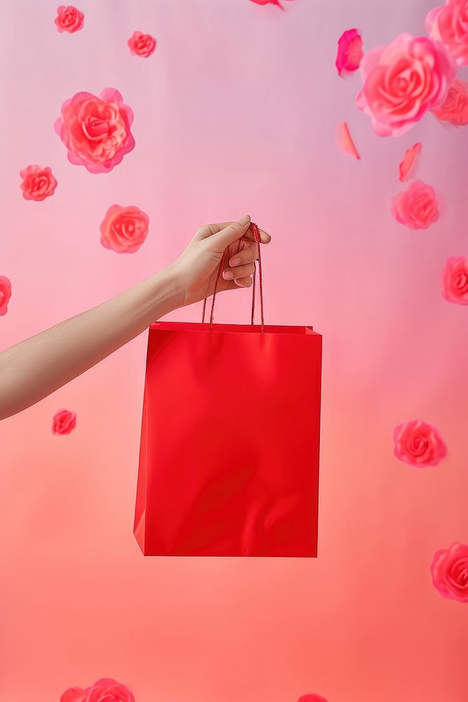 Shopping bag  handbag holding pink.