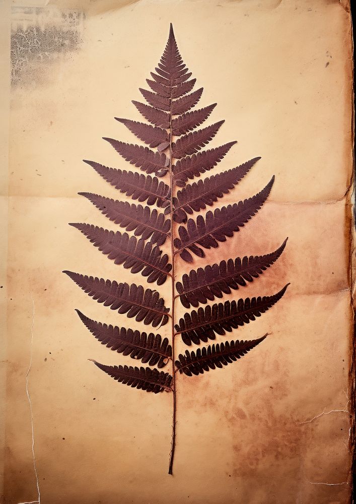 Pressed a fern leaf plant paper calligraphy.
