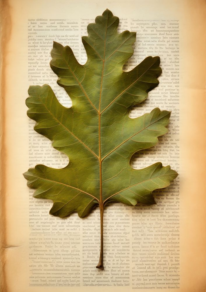 Pressed a green Oak leaf plant paper tree.