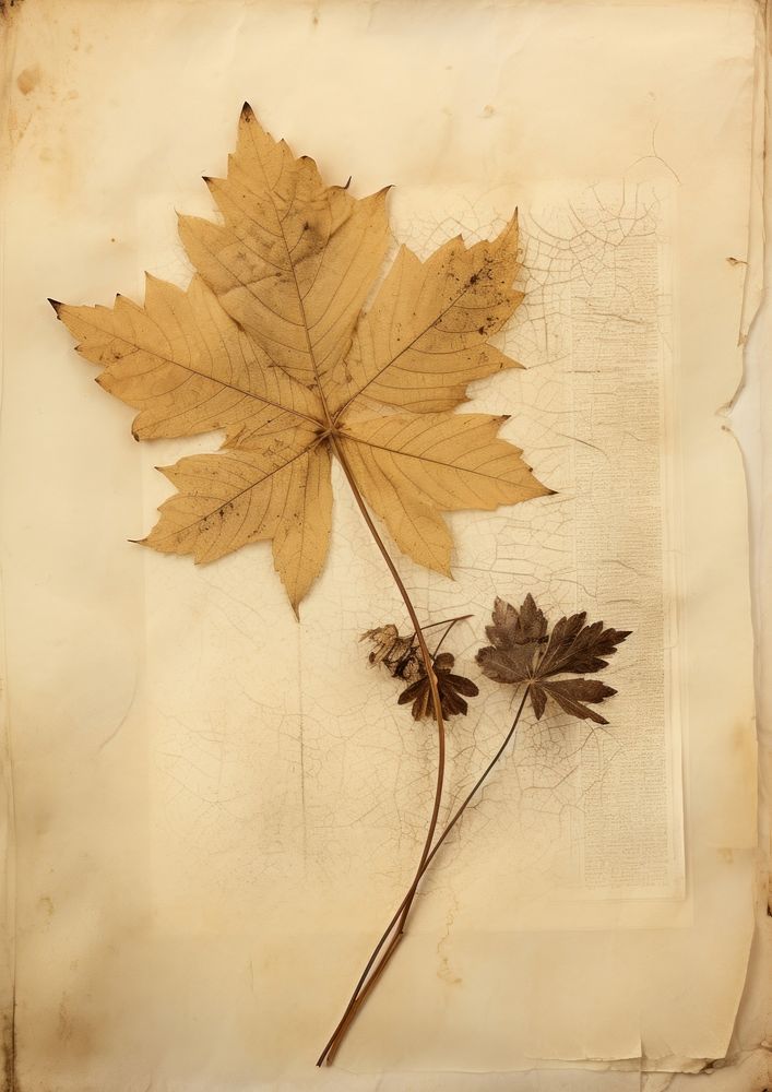 Pressed a holy leaf plant maple paper.
