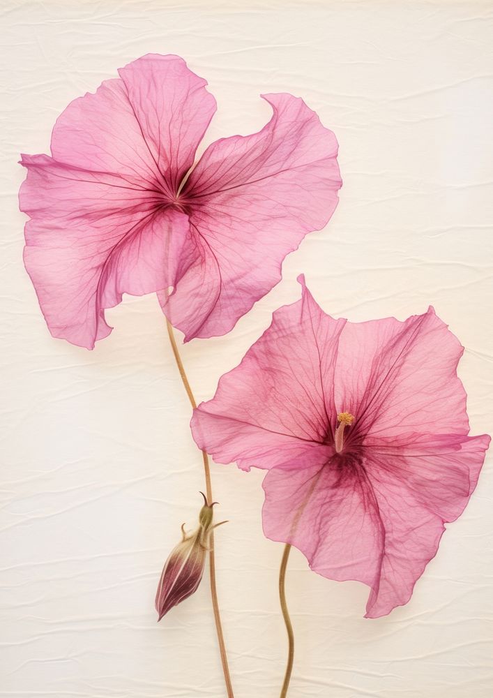 Pressed a pink petunia flower hibiscus petal.