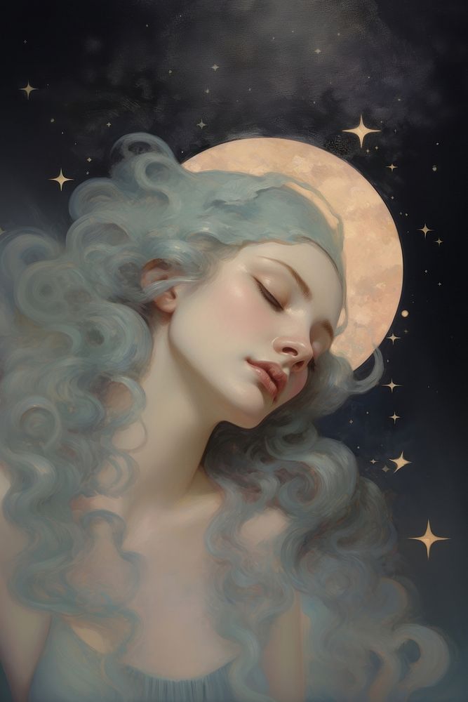 Celestial Moon portrait painting moon.
