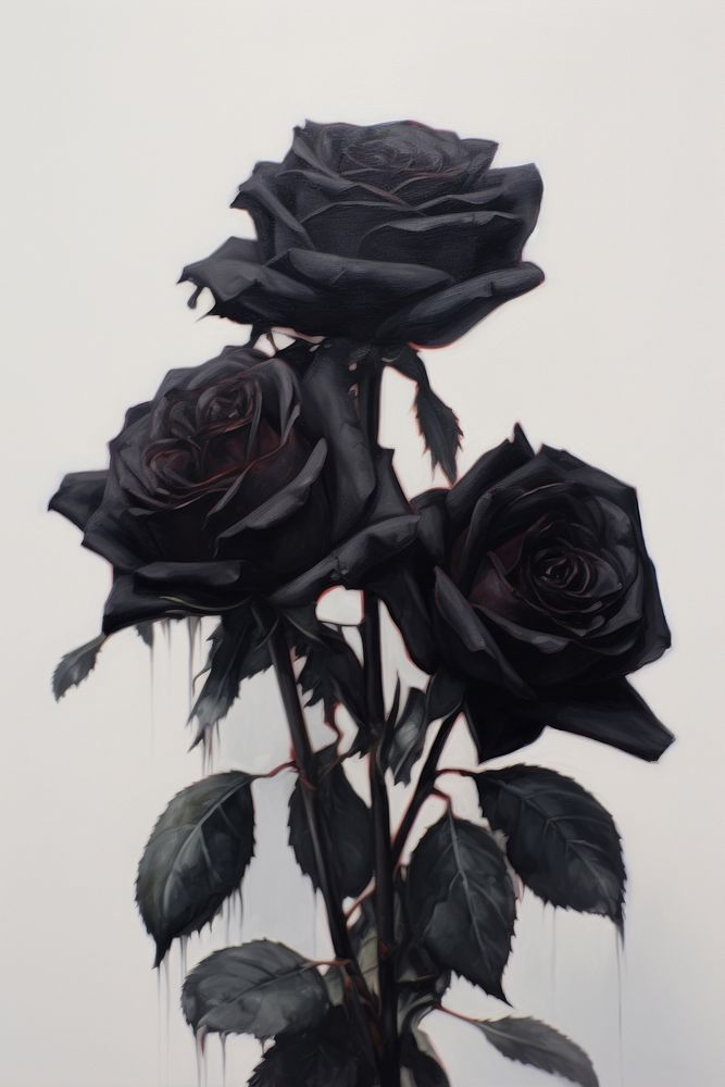 Black roses bouquet isolated on clear background flower plant inflorescence.