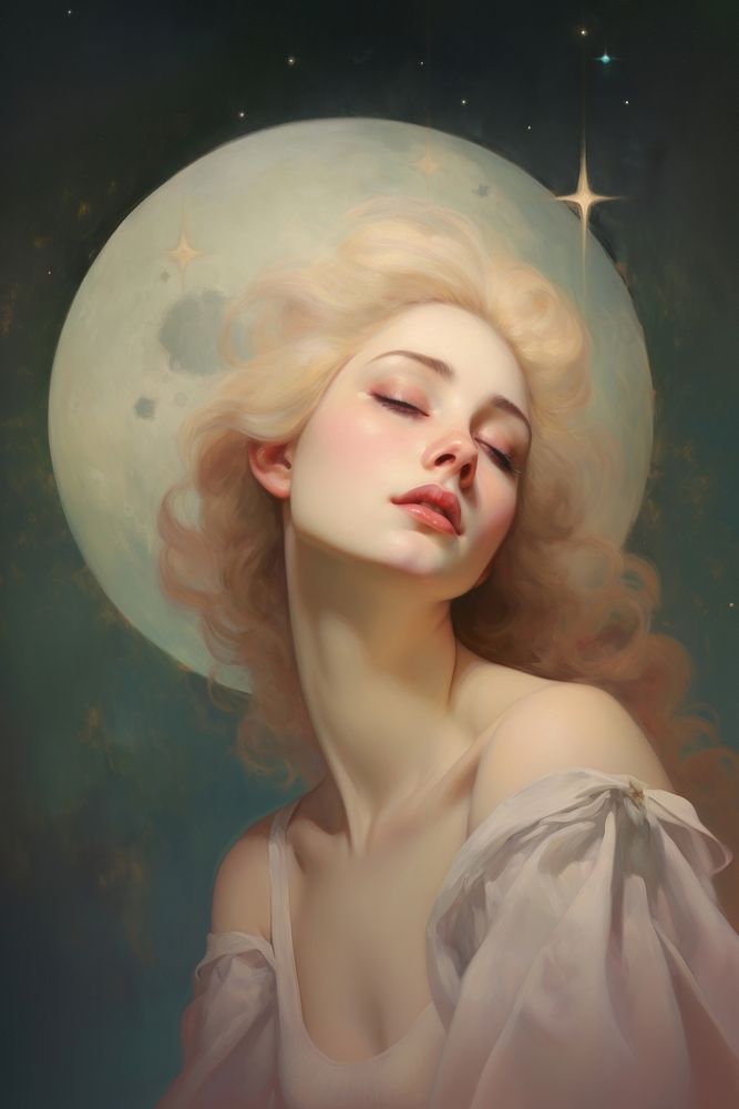 Celestial Moon painting portrait adult.