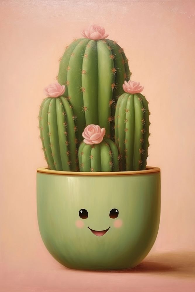 A Cuddly Cactus in cute pot isolated on clear background cactus plant representation.