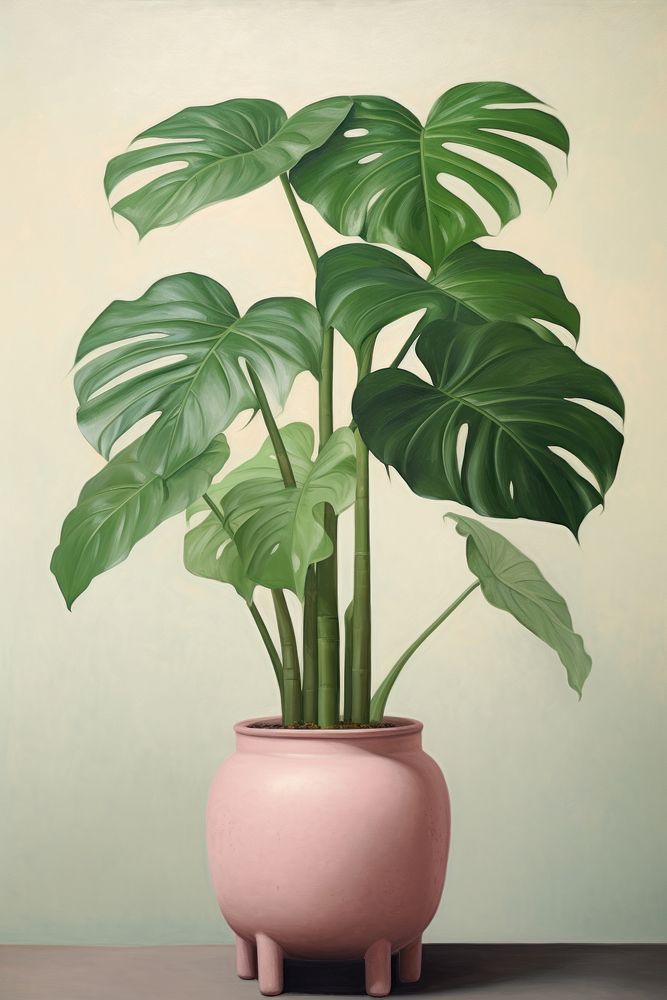 A Monstera in cute pot isolated on clear background plant leaf houseplant.