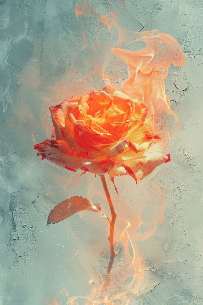 Fire rose painting flower petal.