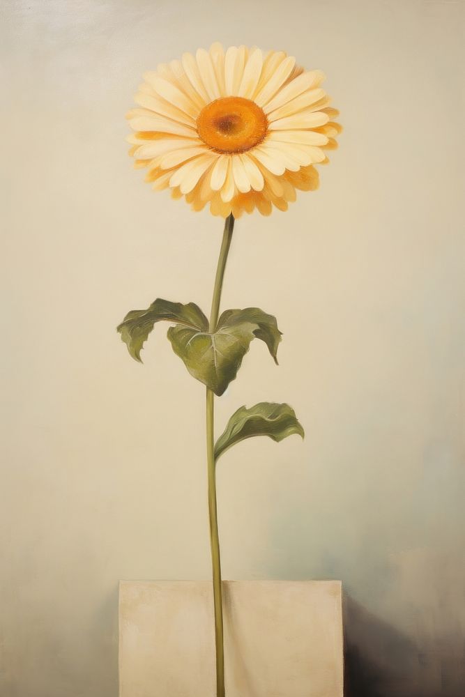 A Daisy in cute pot isolated on clear background daisy sunflower painting.