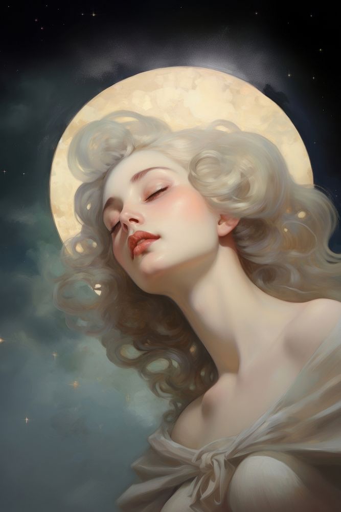 Celestial Moon portrait painting adult.