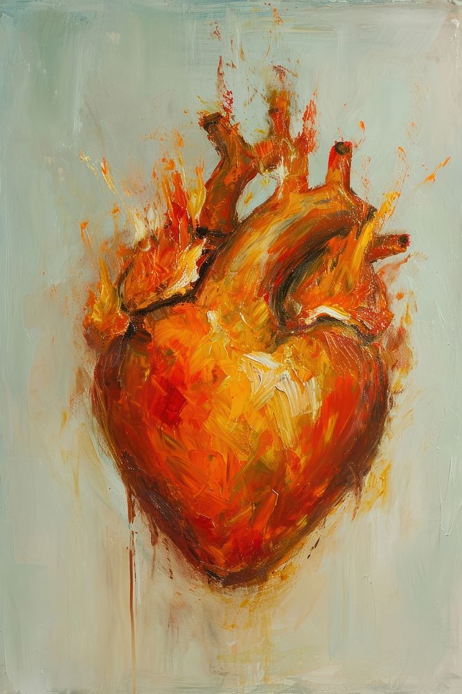 A burning heart shape painting creativity abstract.