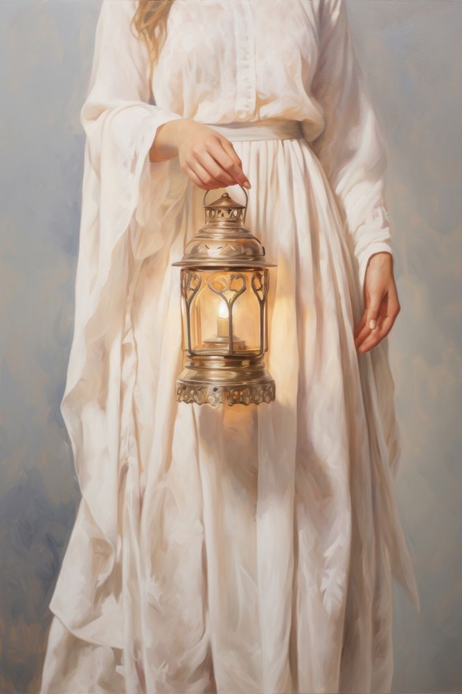 Hand holding Ramadan Lantern painting fashion lantern.