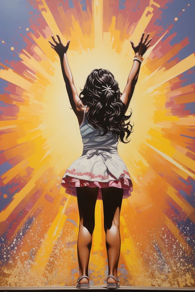 Triumphant dancing girl recreation. AI generated Image by rawpixel.