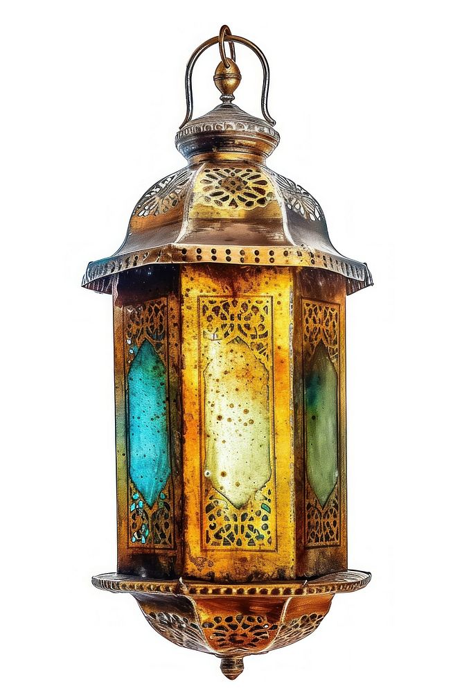 A Golden ramadan Lantern lantern lamp white background.