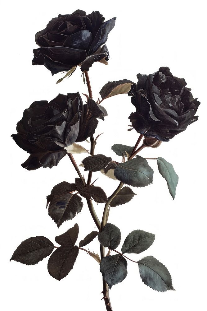 A japanese black roses flower plant leaf.