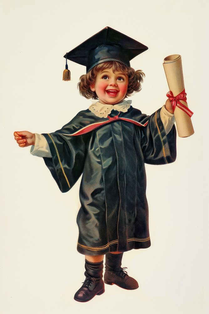 A school kid happy in graduation day portrait representation achievement.