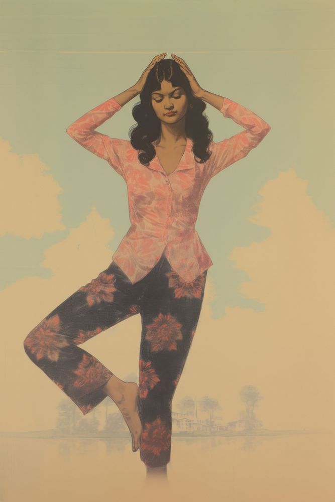 A woman practicing yoga portrait adult recreation.