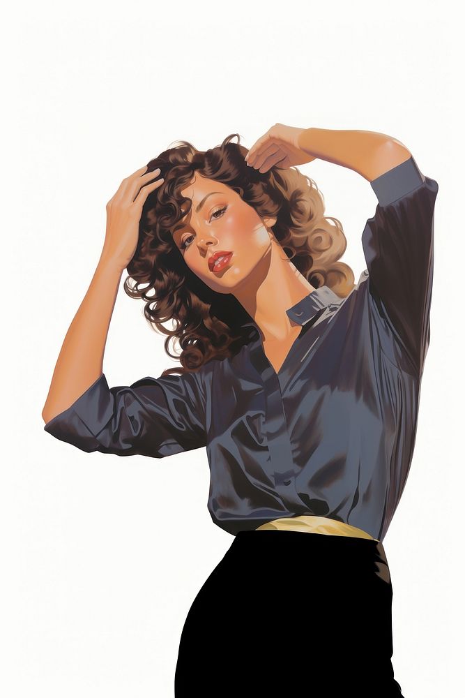 A model strikes a pose portrait fashion sleeve.