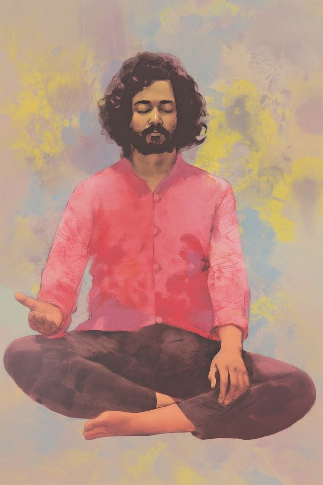 A person in Yoga pose portrait yoga painting.