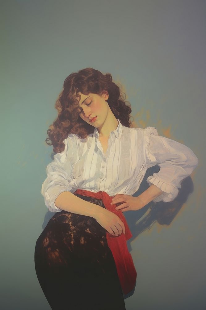 Portrait painting adult woman.