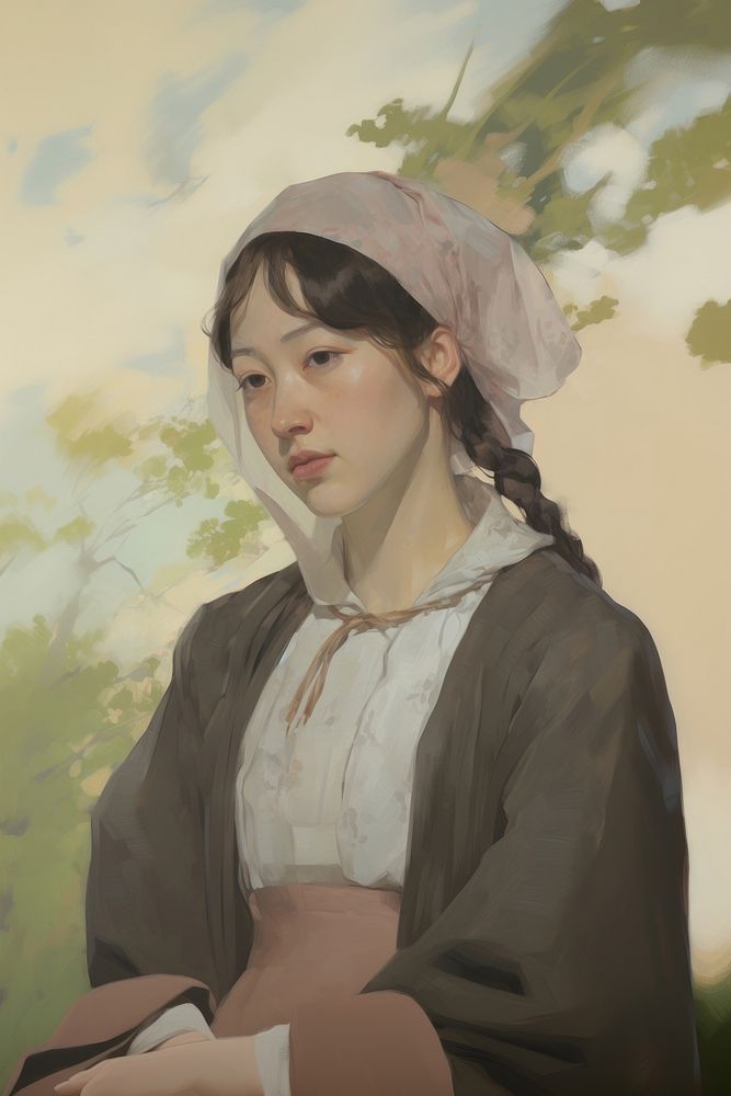 A young Chinese female nun portrait painting adult.