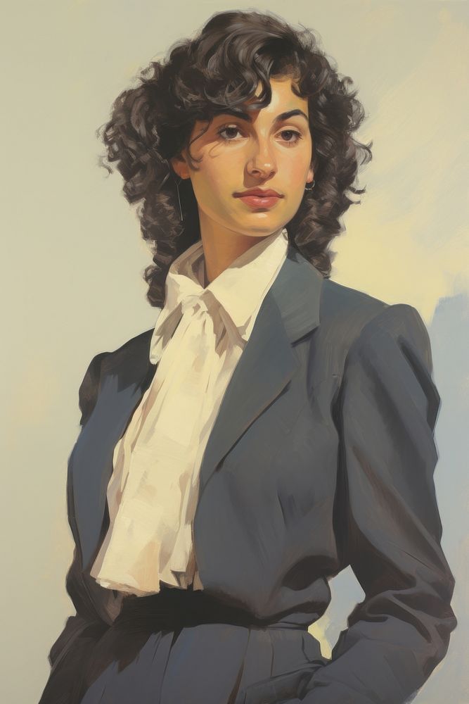 A lawyer woman in a proper suit portrait painting photography.