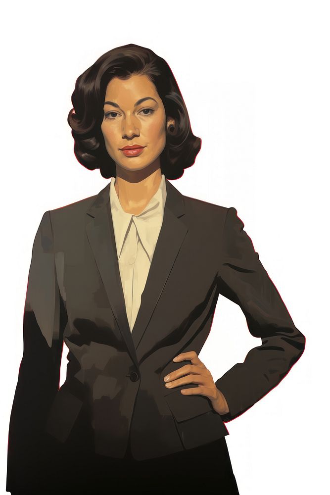 A lawyer woman in a proper suit portrait black photography.