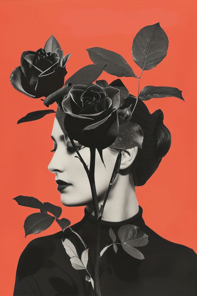 A Sadness woman rose blossom flower.