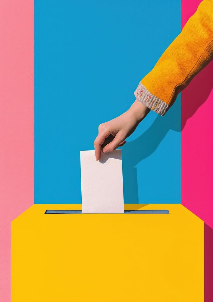 A person rise hand to vote paper technology cardboard.