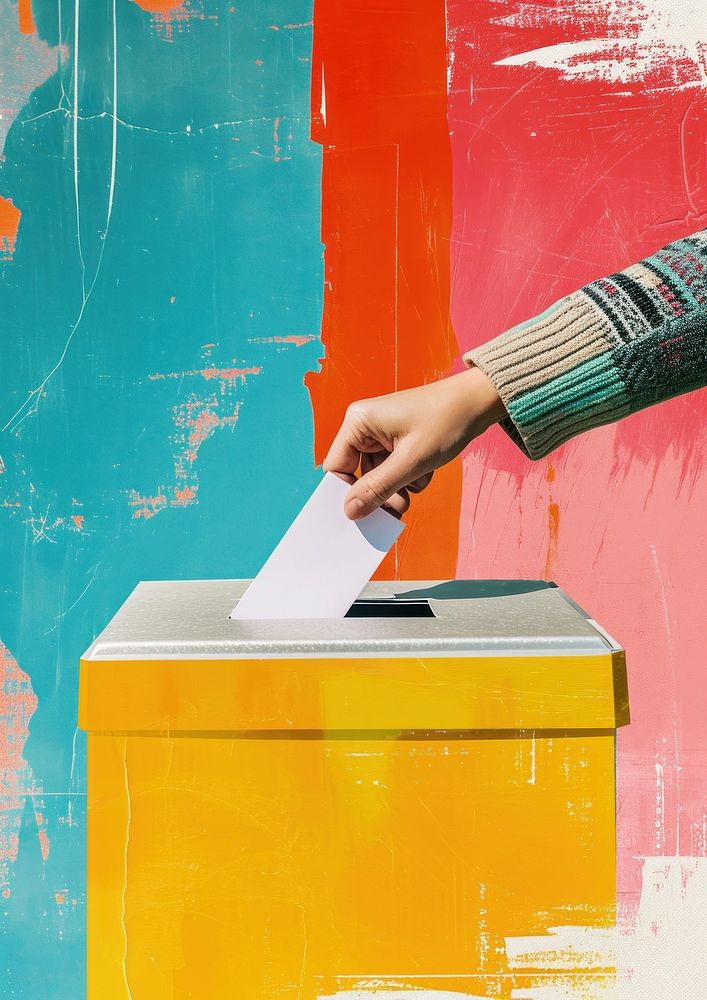 A person rise hand to vote advertisement creativity letterbox.