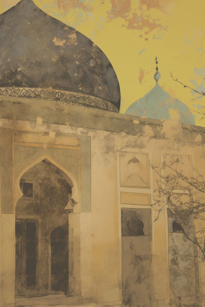 Ramadan Islamic lanturn background architecture building painting.