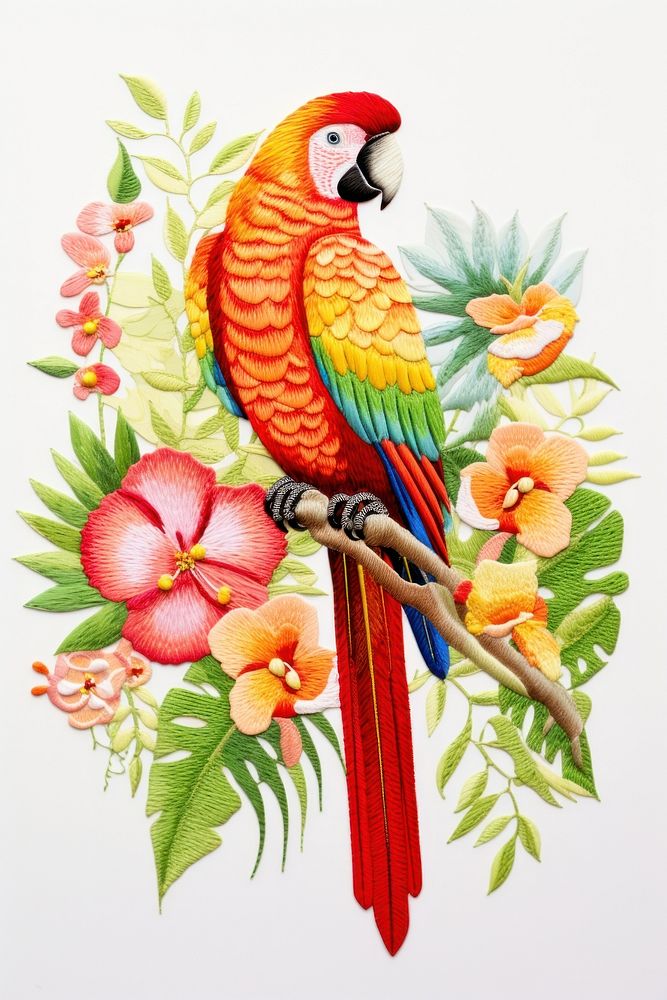 A colorful tropical parrot animal flower plant.