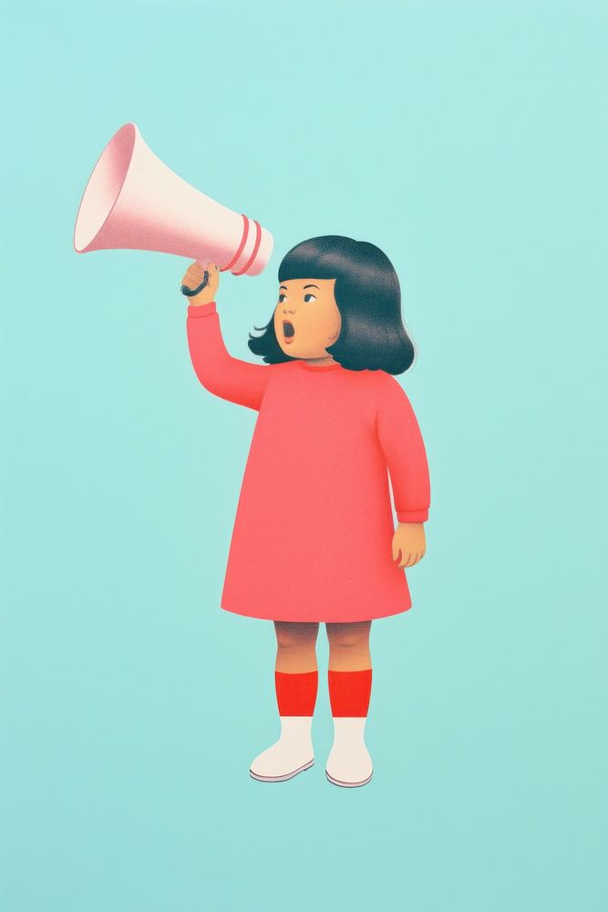 Little chubby girl holding megaphone art representation electronics. AI generated Image by rawpixel.