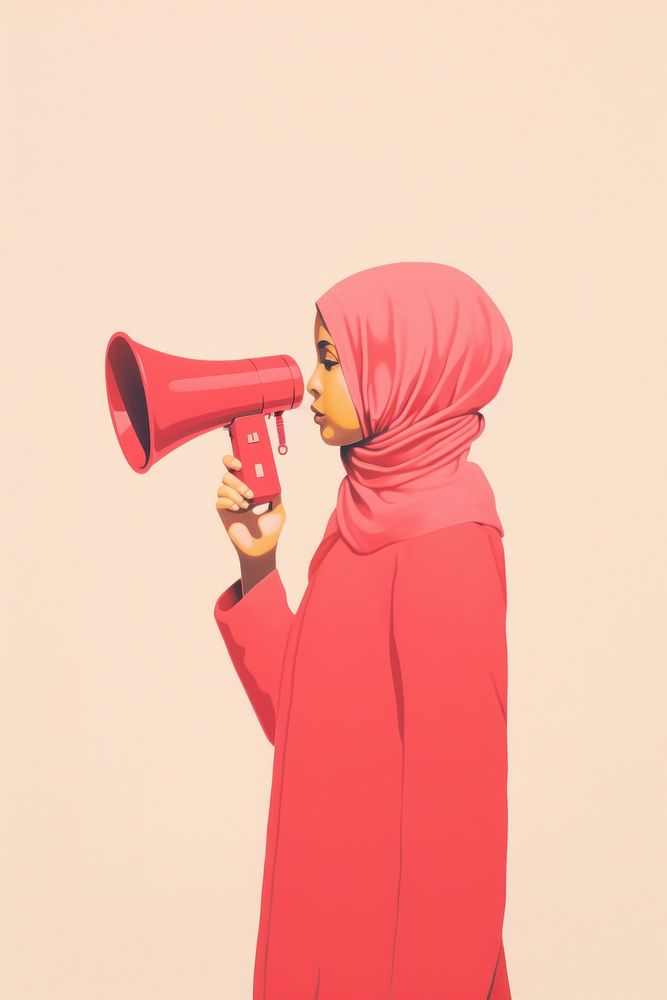Little muslim girl holding megaphone adult electronics photography. AI generated Image by rawpixel.