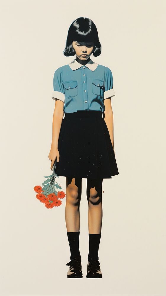 Japanese girl in School uniform footwear skirt dress.