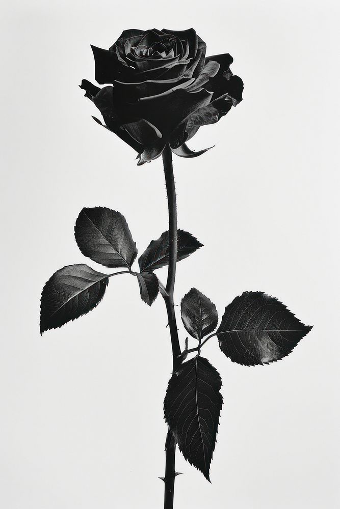 A Pyschedelic vivid black rose flower plant white.