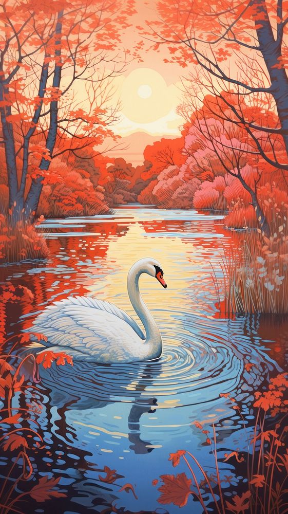 Swan outdoors nature autumn. AI generated Image by rawpixel.