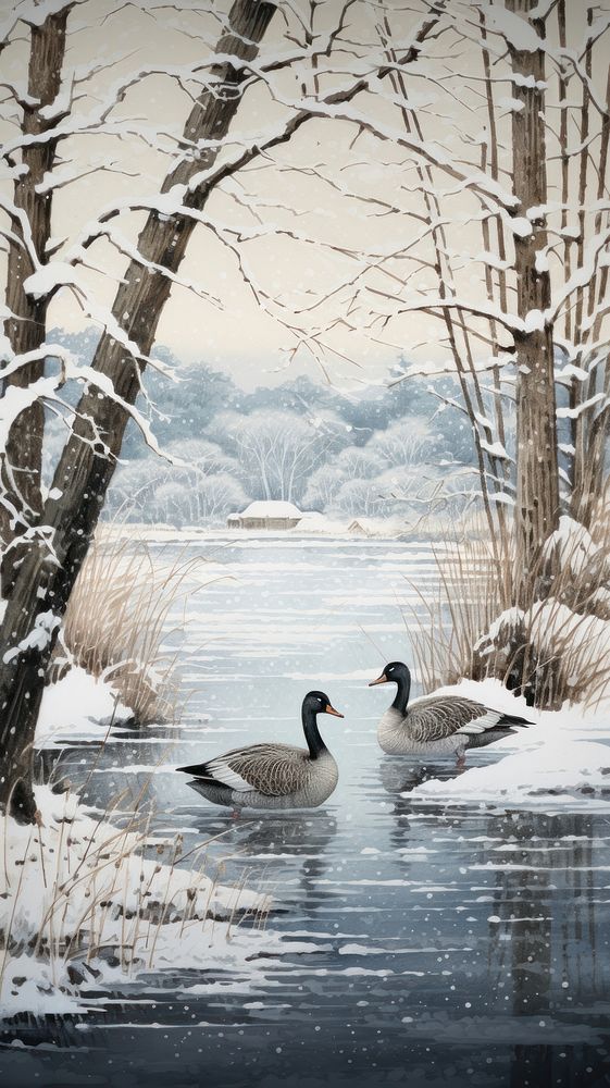 Goose snow outdoors nature. AI generated Image by rawpixel.