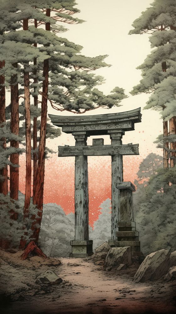 Tree shrine plant gate. AI generated Image by rawpixel.