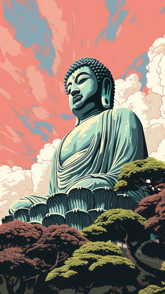 Temple statue art sky. AI generated Image by rawpixel.