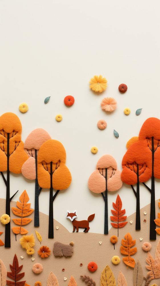 Autumn forest art pattern wall.