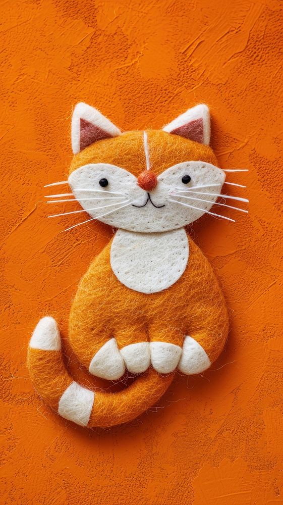 Wallpaper of felt cat art animal craft.